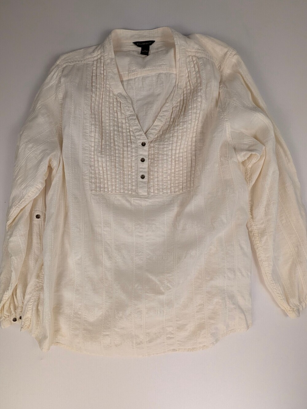 Bit & Bridle Women's Cotton Ivory Long Sleeve Pintuck Tunic Blouse 2XL - Picture 6 of 8
